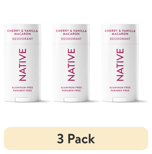 (3 Pack)  Deodorant, Aluminum Free, Cherry & Vanilla Macaron, Deodorant for Women and Men, 2.65 Oz