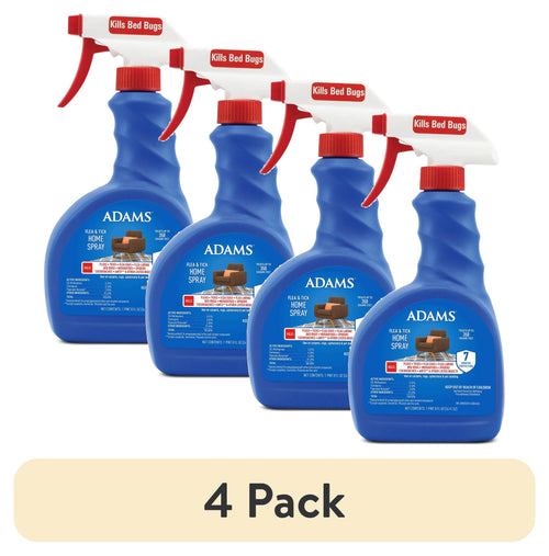 (4 Pack)  Flea & Tick Home Spray, Kills Fleas, Flea Eggs, Flea Larvae, Bed Bugs, Ticks, Ants (Except Carpenter, Harvester, Pharaoh and Fire Ants), Cockroaches, Spiders, & Mosquitoes in the Home, 24 Fl Oz