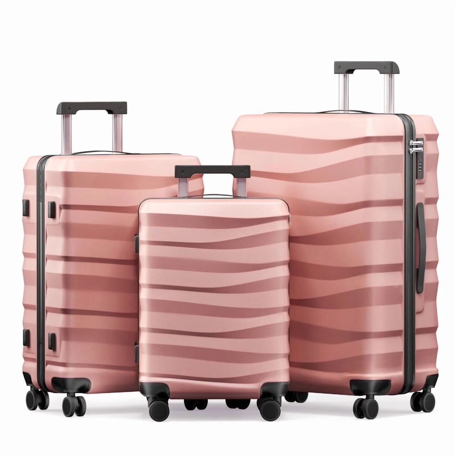 Luggage Sets 3 Piece Lightweight Luggage with Spinner Wheels ABS Travel Suitcase with TSA Lock 20 24 28 Inch Carry on Luggage Rosegold